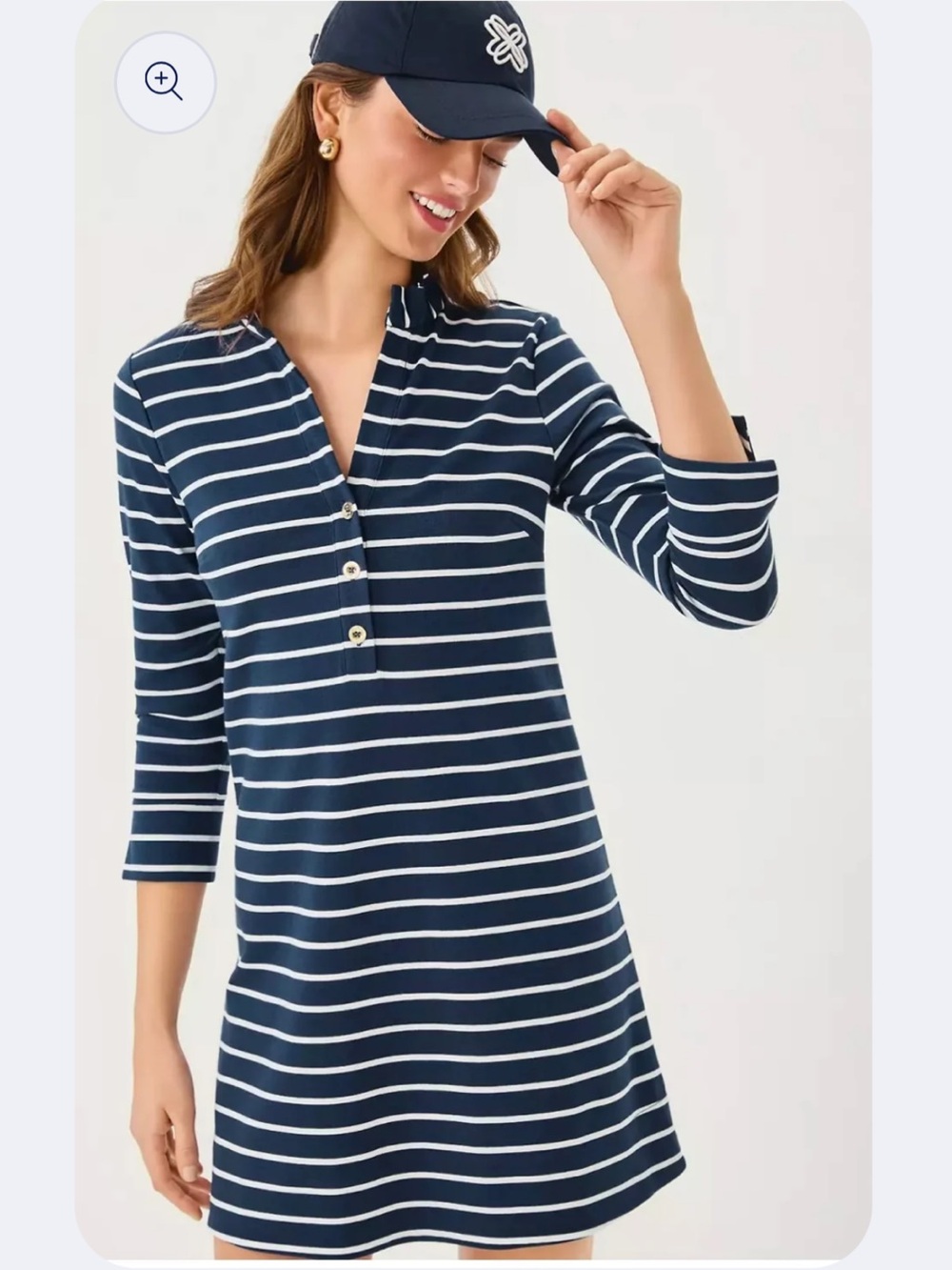 Lilly Pulitzer Knightley Navy & White Striped Split-Neck‎ Tunic
